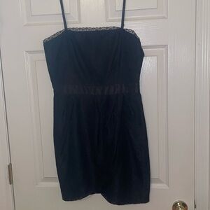 Black lace mini dress